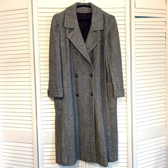 Vintage Nobler Fashions Wool Trench Pea Coat Houndstooth